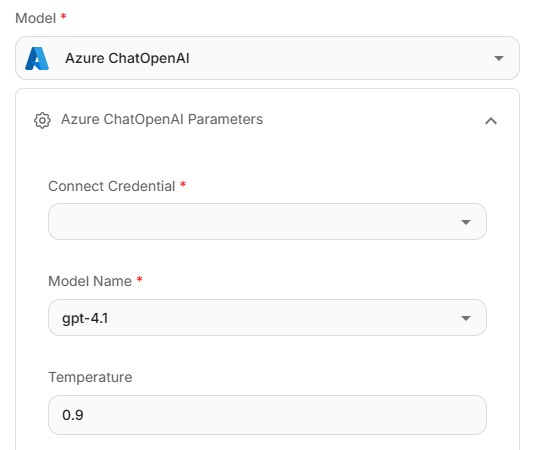 LLM configuration on an agent node