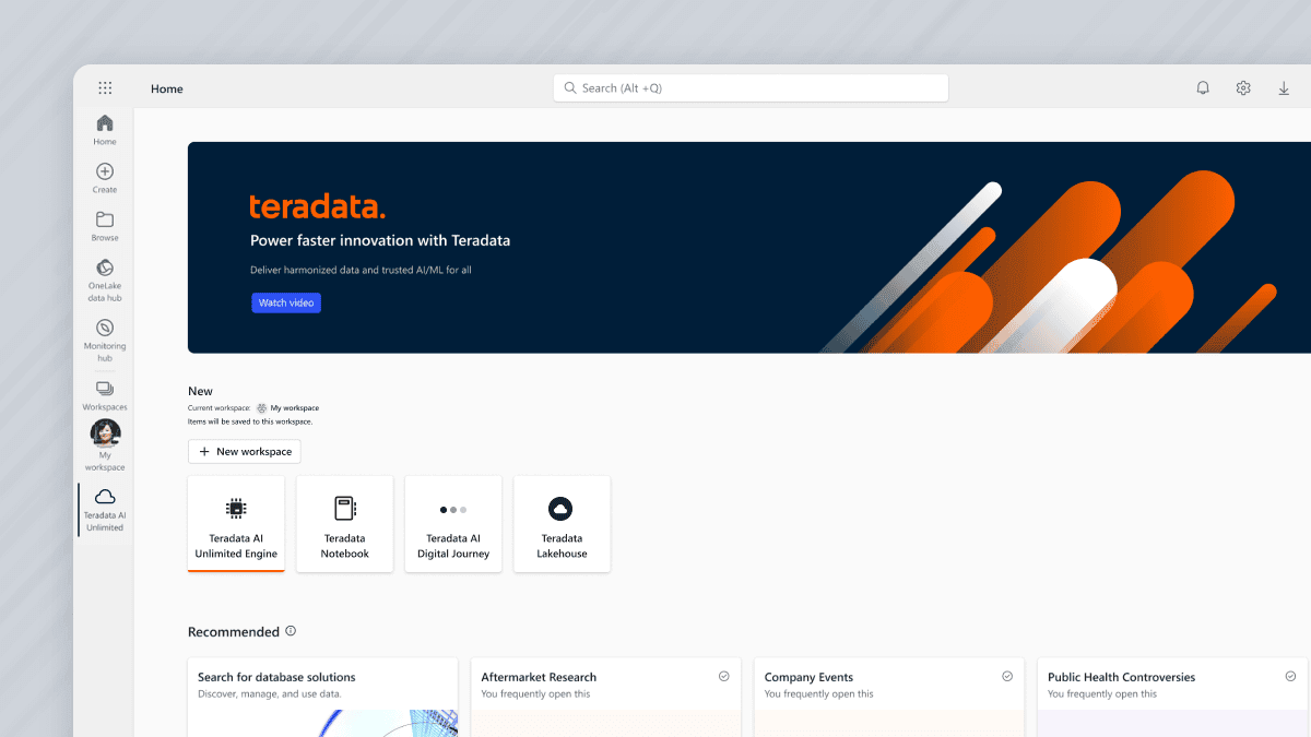 Teradata AI Unlimited via Microsoft Fabric and Azure Marketplace
